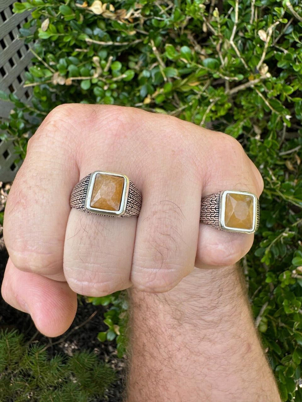 NYC Natural Canary Fate Ring | 925 Silver Oxidized