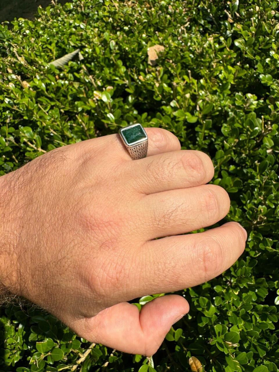 NYC Natural Green Eye Ring | 925 Silver Oxidized