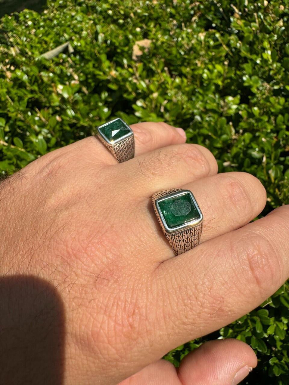 NYC Natural Green Eye Ring | 925 Silver Oxidized
