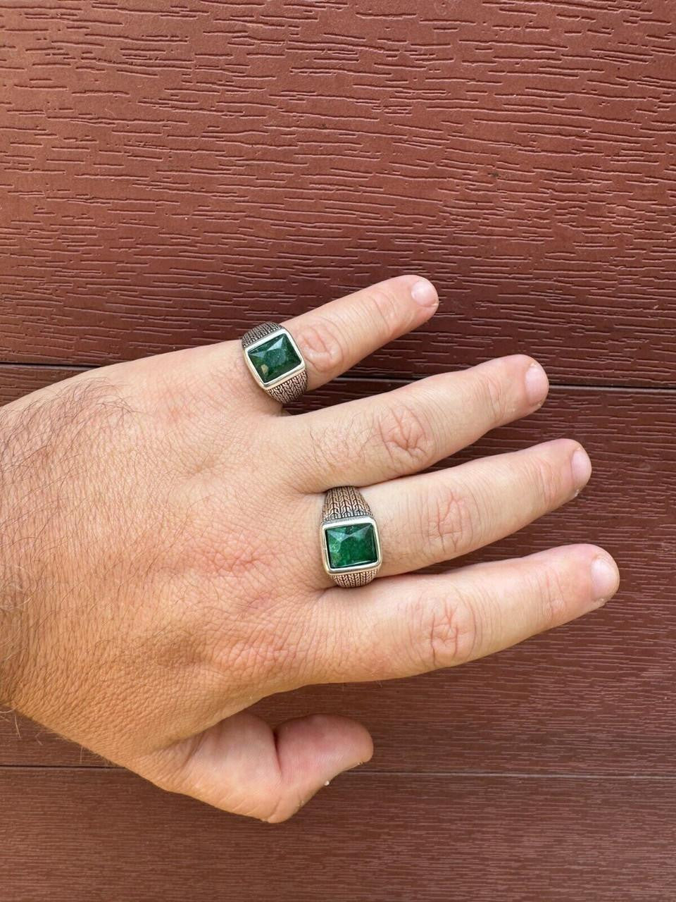 NYC Natural Green Eye Ring | 925 Silver Oxidized