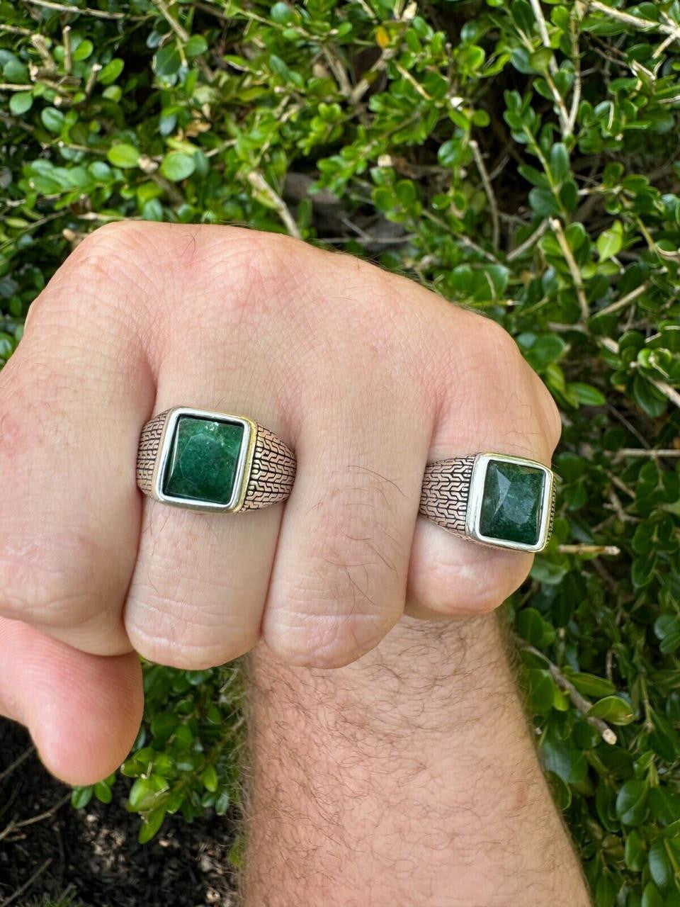 NYC Natural Green Eye Ring | 925 Silver Oxidized