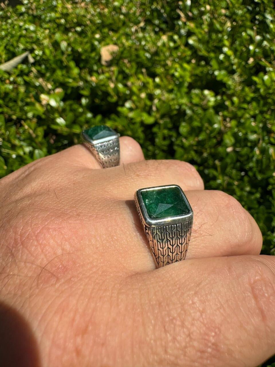 NYC Natural Green Eye Ring | 925 Silver Oxidized