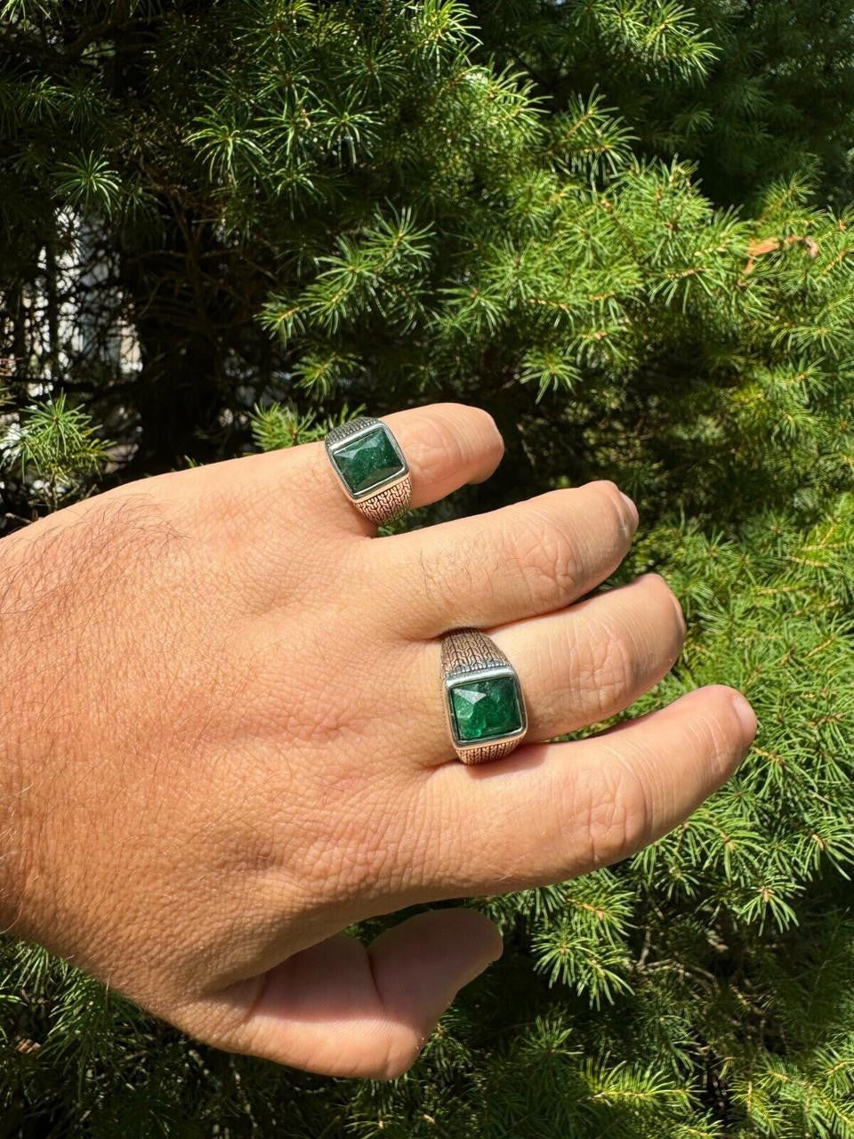 NYC Natural Green Eye Ring | 925 Silver Oxidized