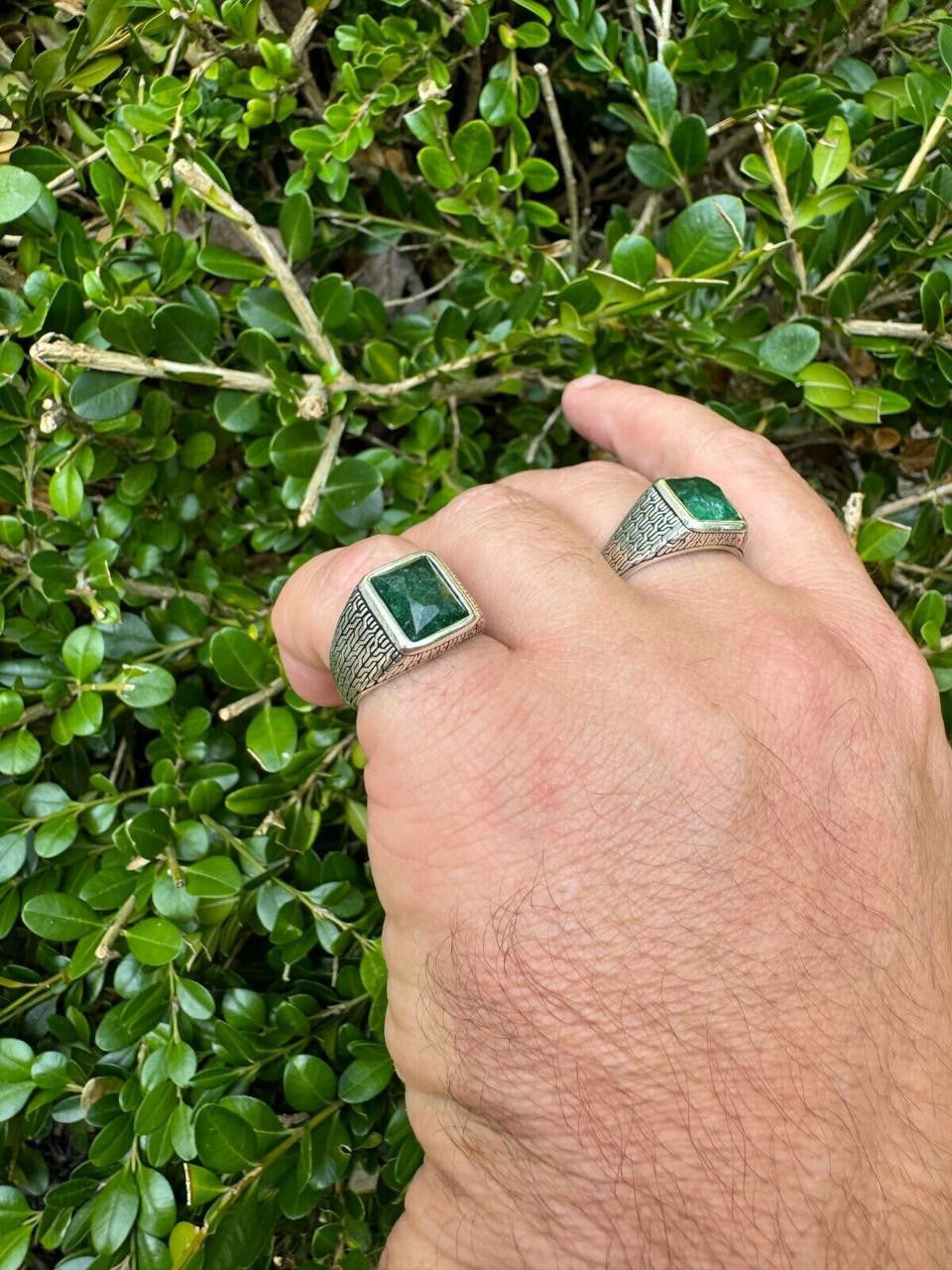 NYC Natural Green Eye Ring | 925 Silver Oxidized