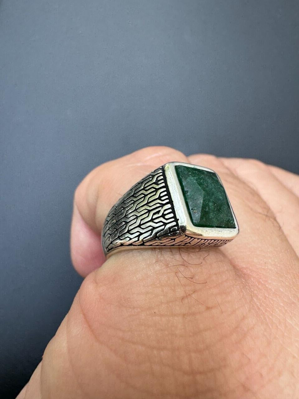 NYC Natural Green Eye Ring | 925 Silver Oxidized