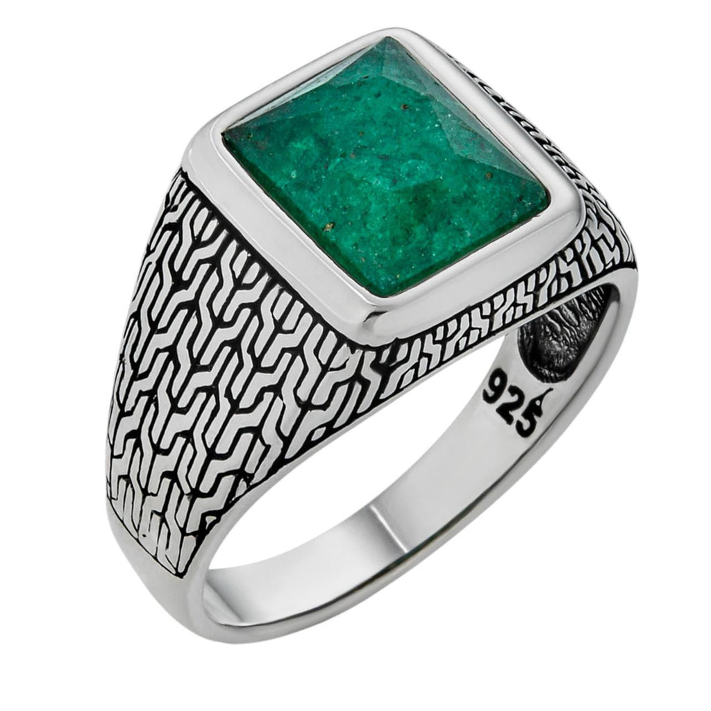 NYC Natural Green Eye Ring | 925 Silver Oxidized