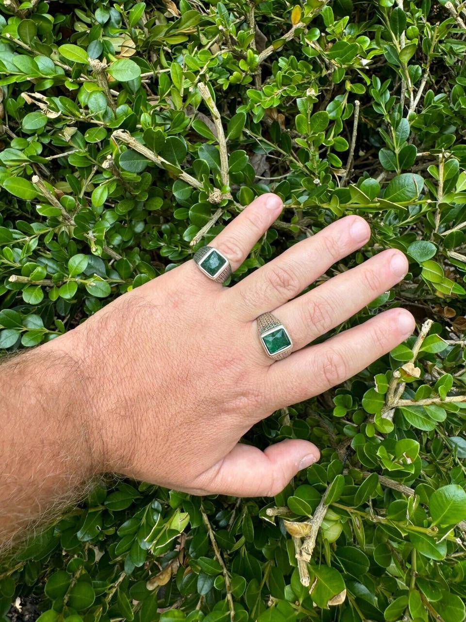 NYC Natural Green Eye Ring | 925 Silver Oxidized