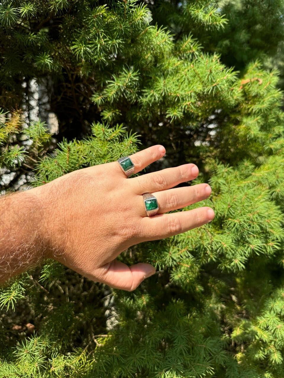 NYC Natural Green Eye Ring | 925 Silver Oxidized