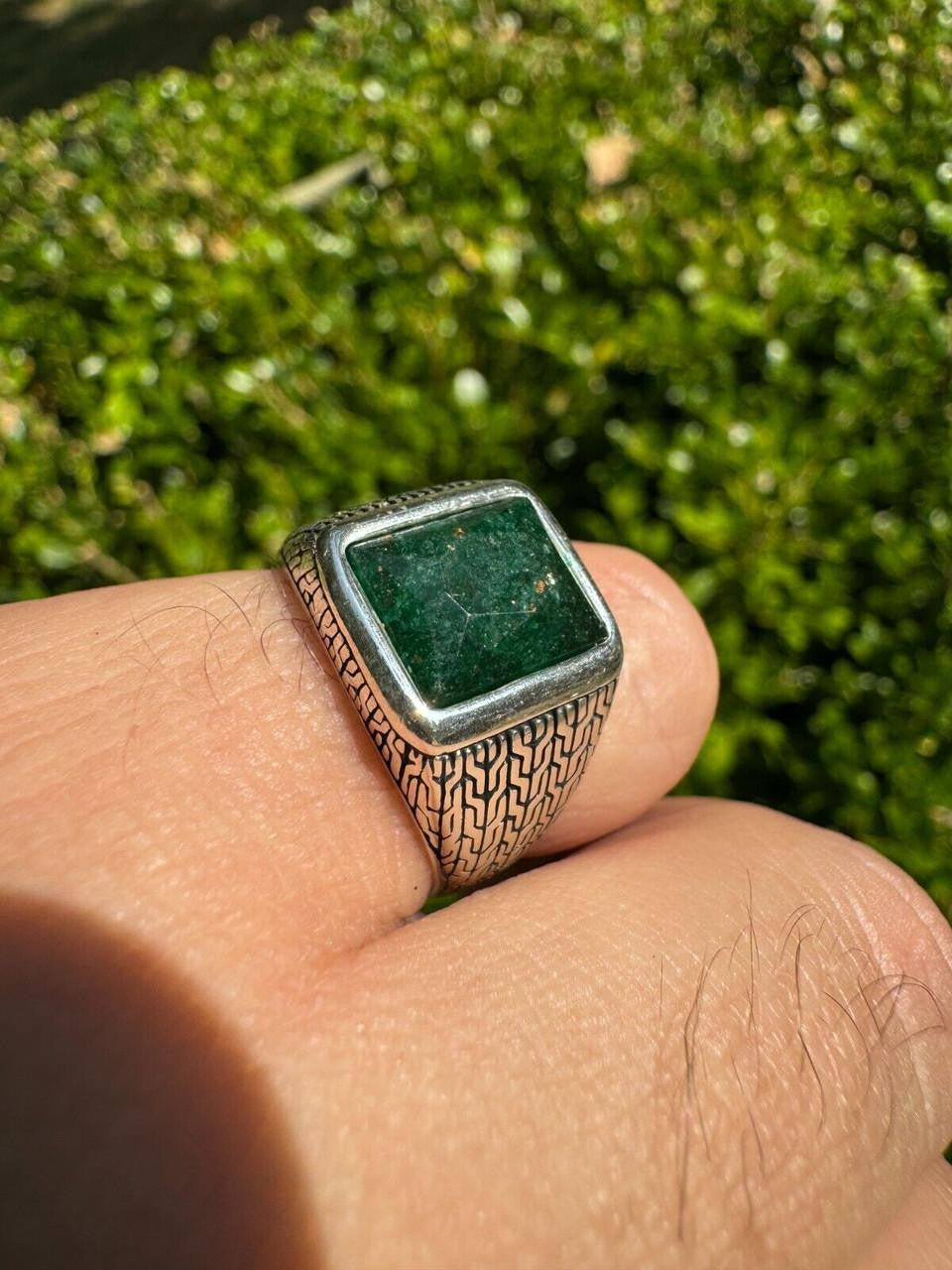 NYC Natural Green Eye Ring | 925 Silver Oxidized