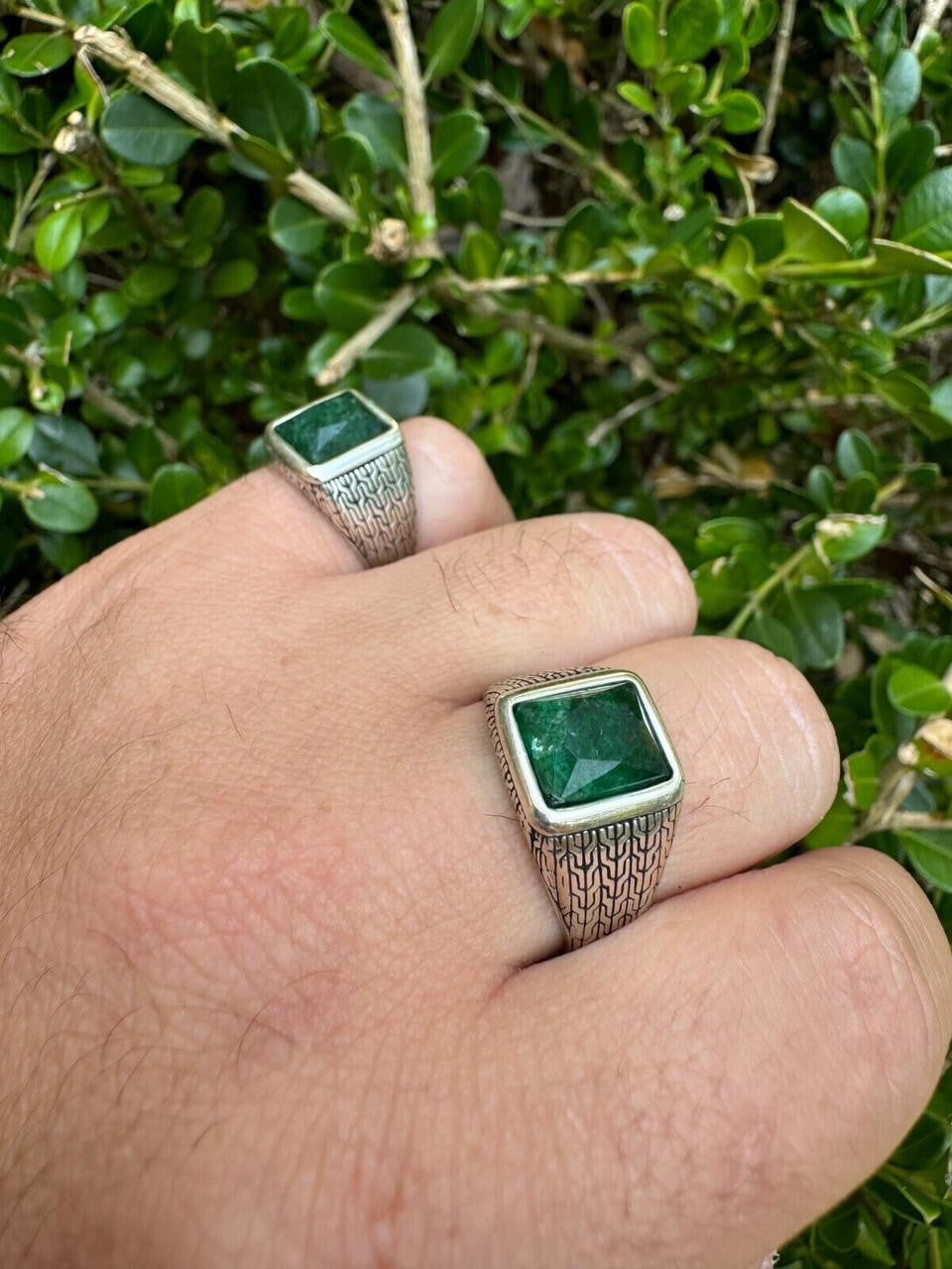 NYC Natural Green Eye Ring | 925 Silver Oxidized