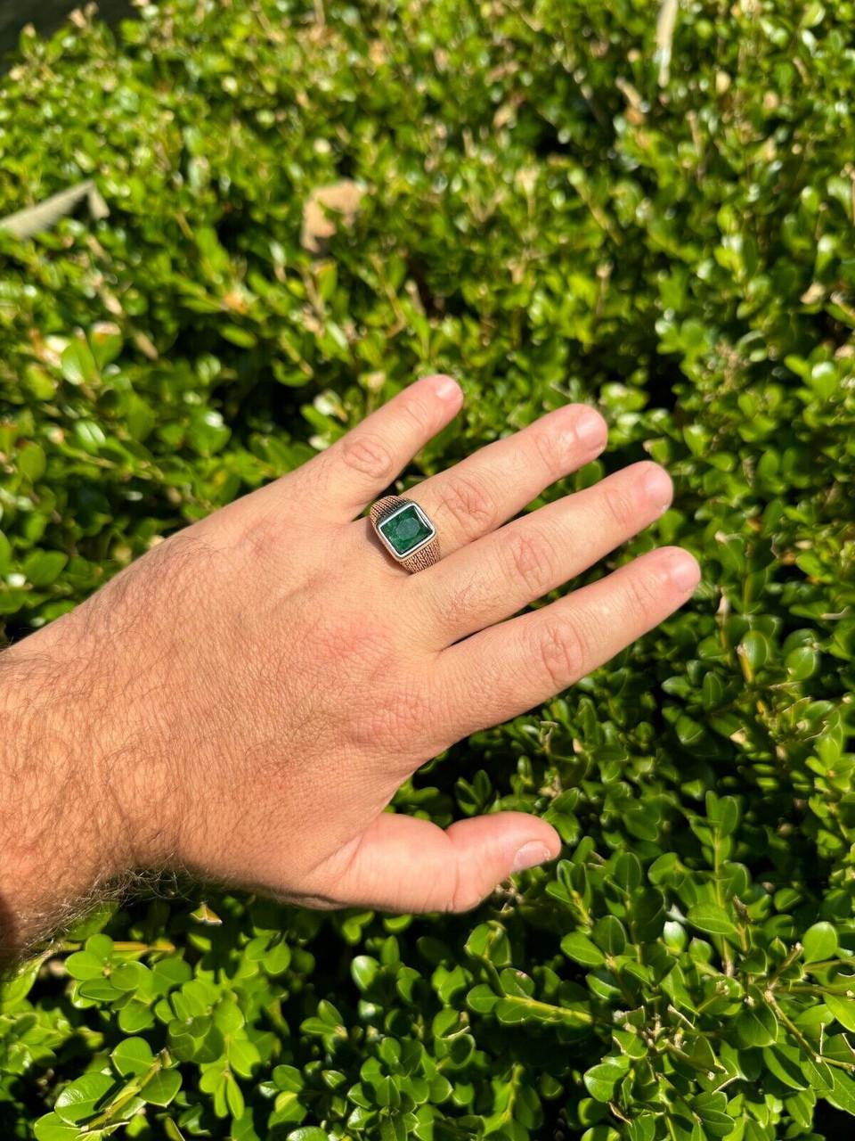 NYC Natural Green Eye Ring | 925 Silver Oxidized