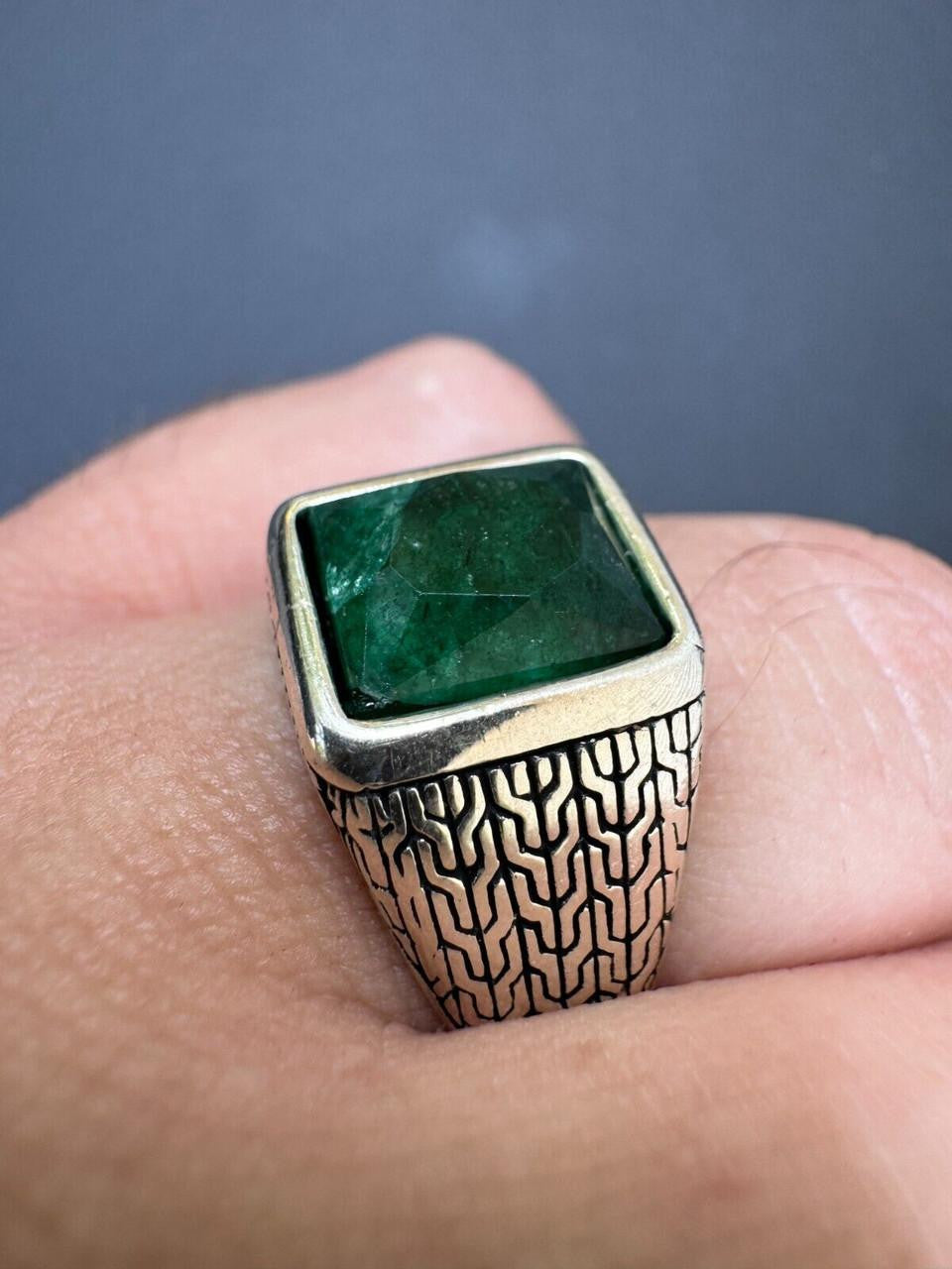 NYC Natural Green Eye Ring | 925 Silver Oxidized