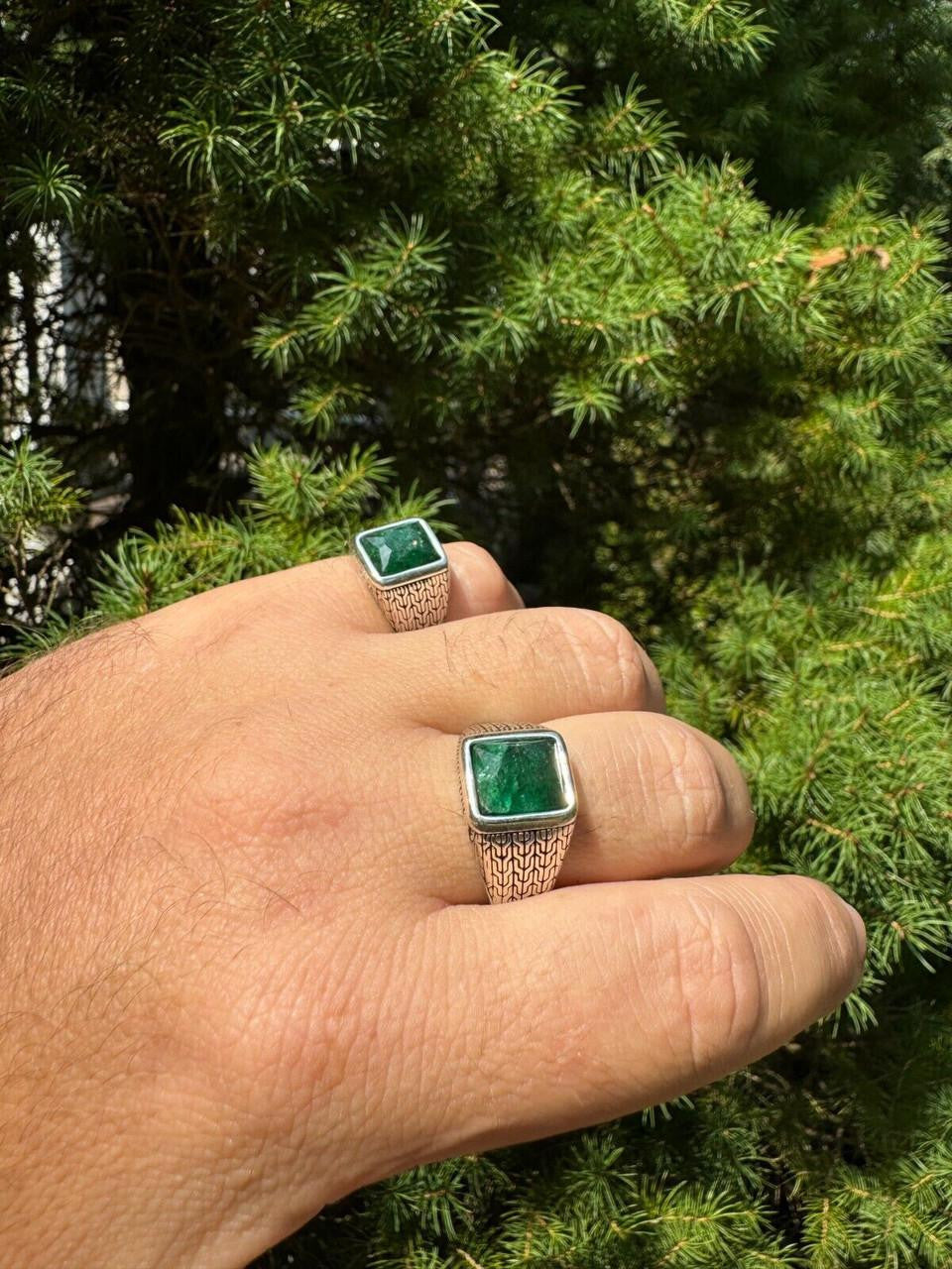 NYC Natural Green Eye Ring | 925 Silver Oxidized