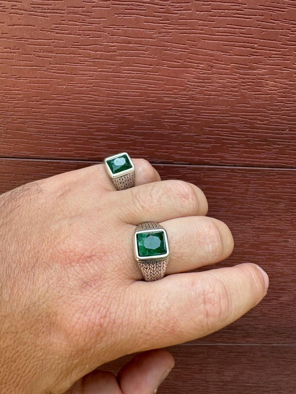 NYC Natural Green Eye Ring | 925 Silver Oxidized