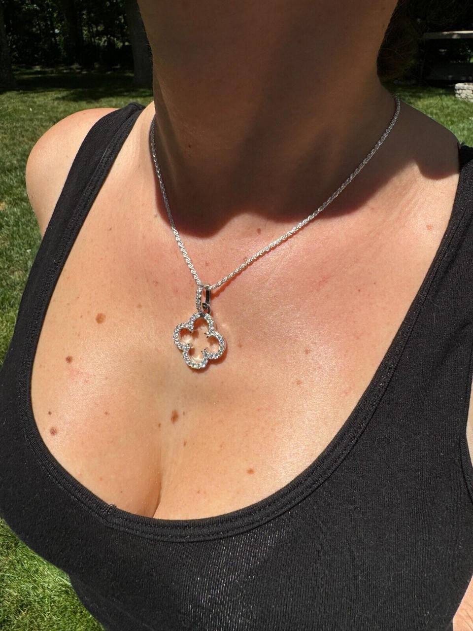 Moissanite Open Clover Flower Pendant | 925 Silver