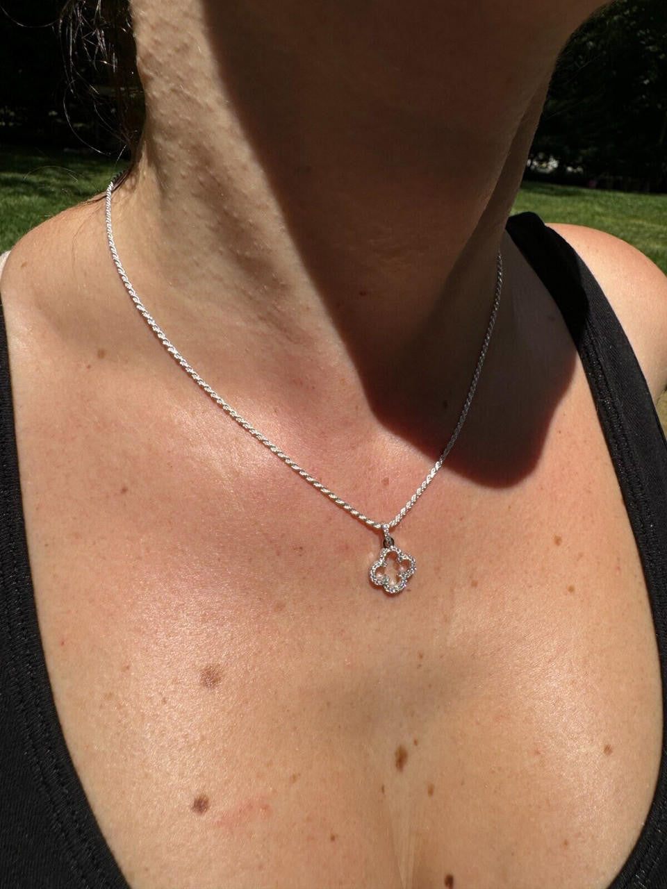Moissanite Open Clover Flower Pendant | 925 Silver