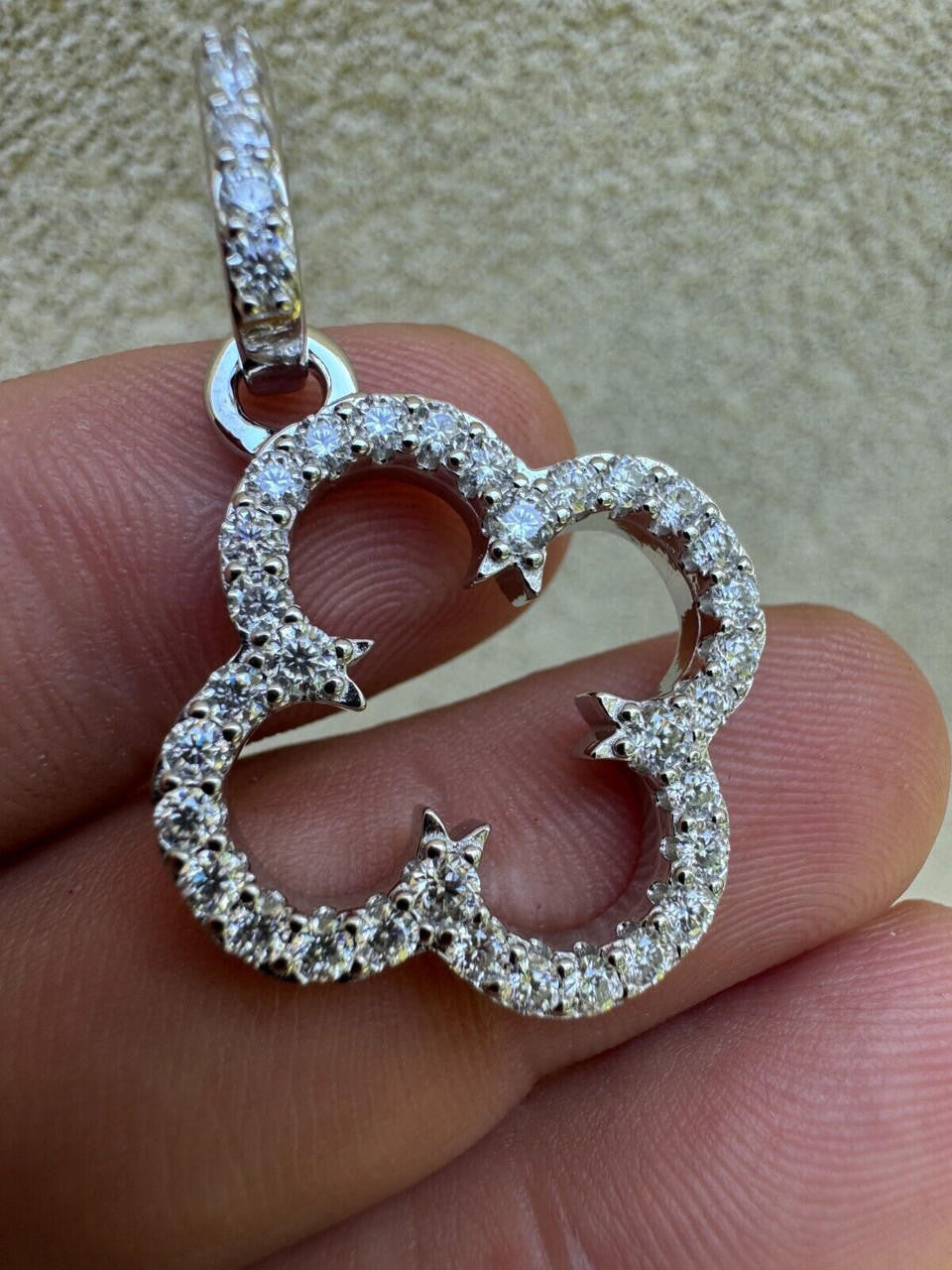 Moissanite Open Clover Flower Pendant | 925 Silver