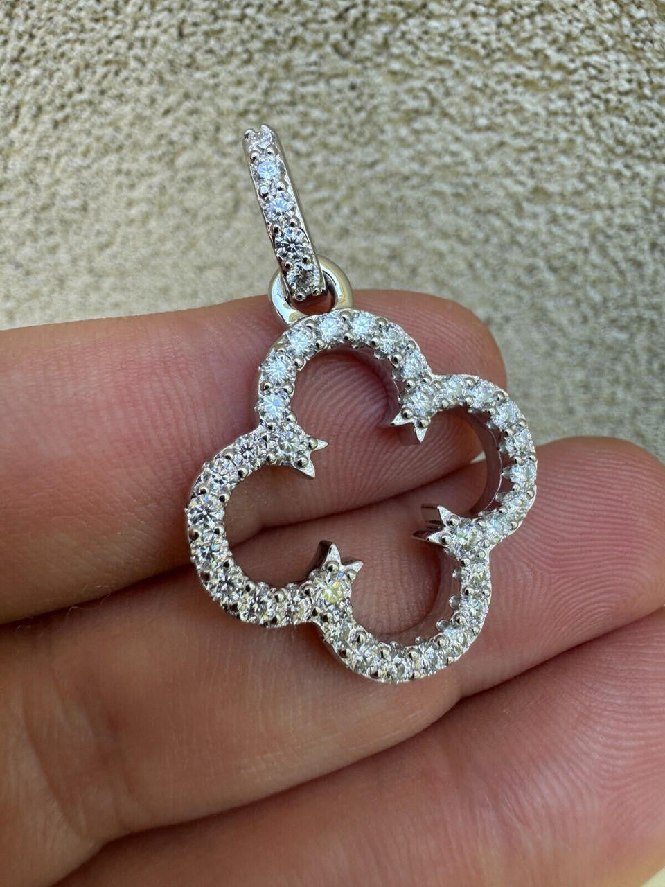 Moissanite Open Clover Flower Pendant | 925 Silver