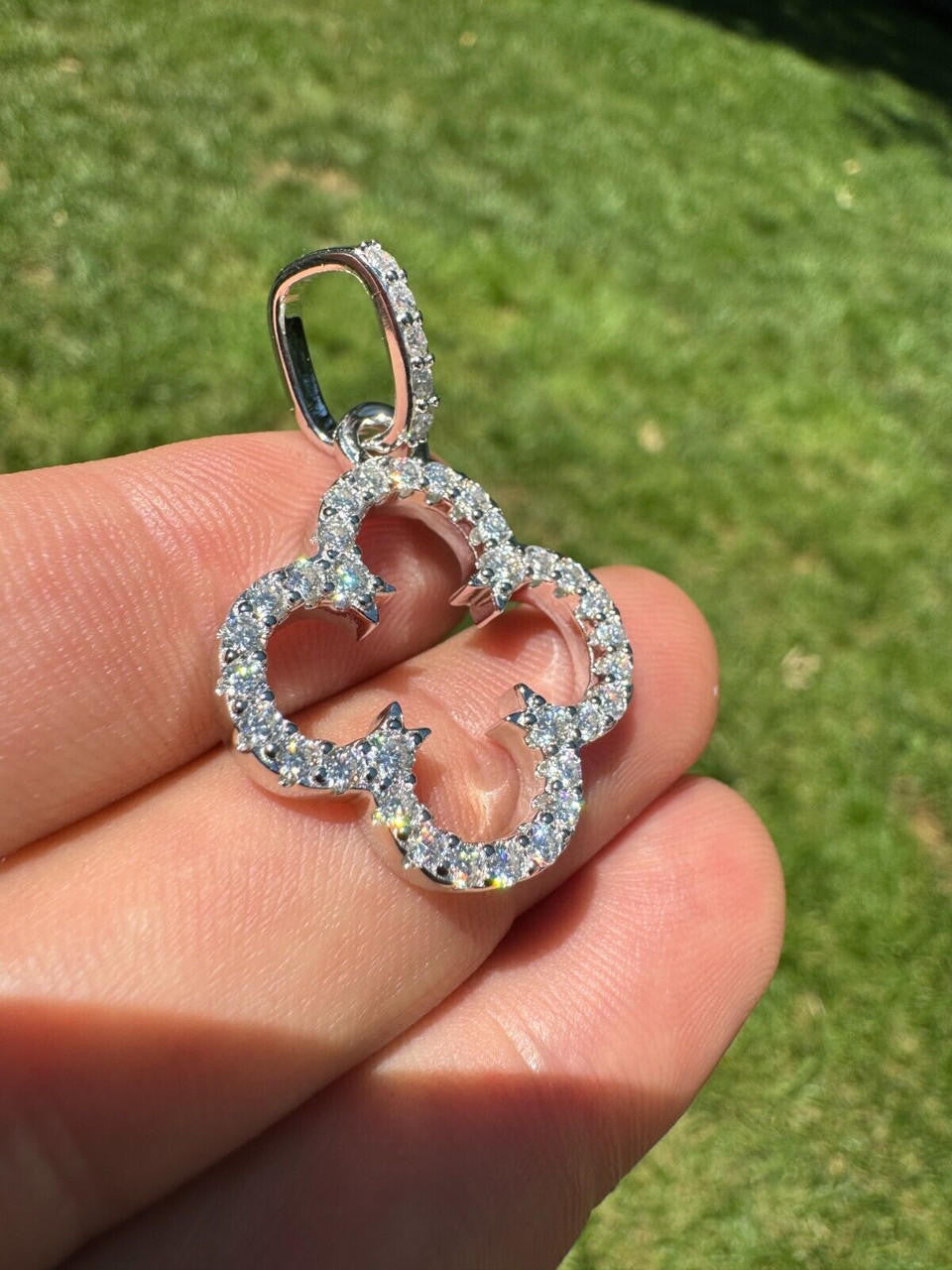 Moissanite Open Clover Flower Pendant | 925 Silver