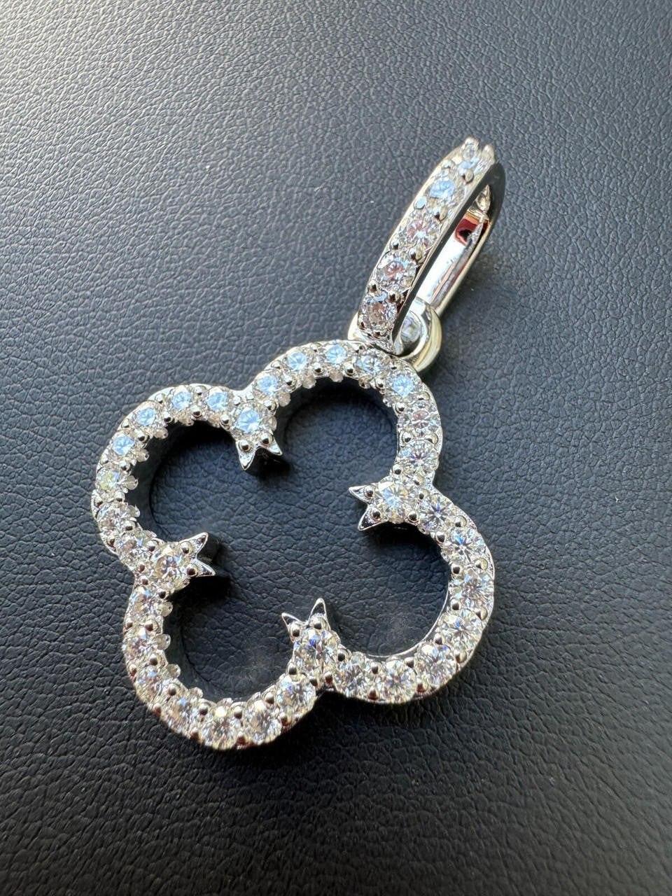 Moissanite Open Clover Flower Pendant | 925 Silver
