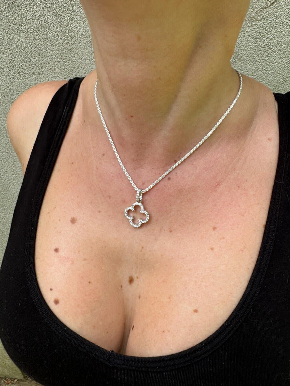 Moissanite Open Clover Flower Pendant | 925 Silver