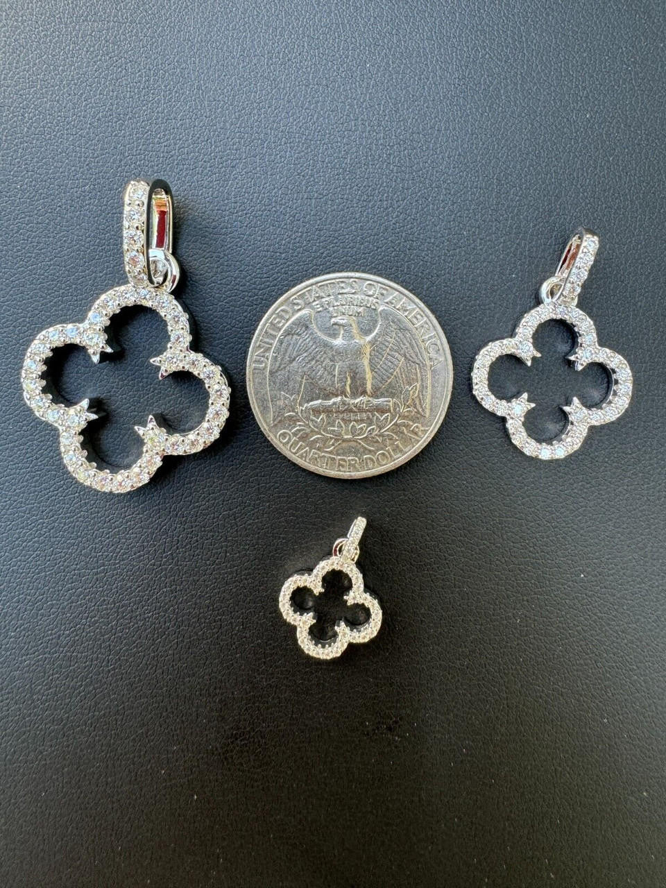 Moissanite Open Clover Flower Pendant | 925 Silver