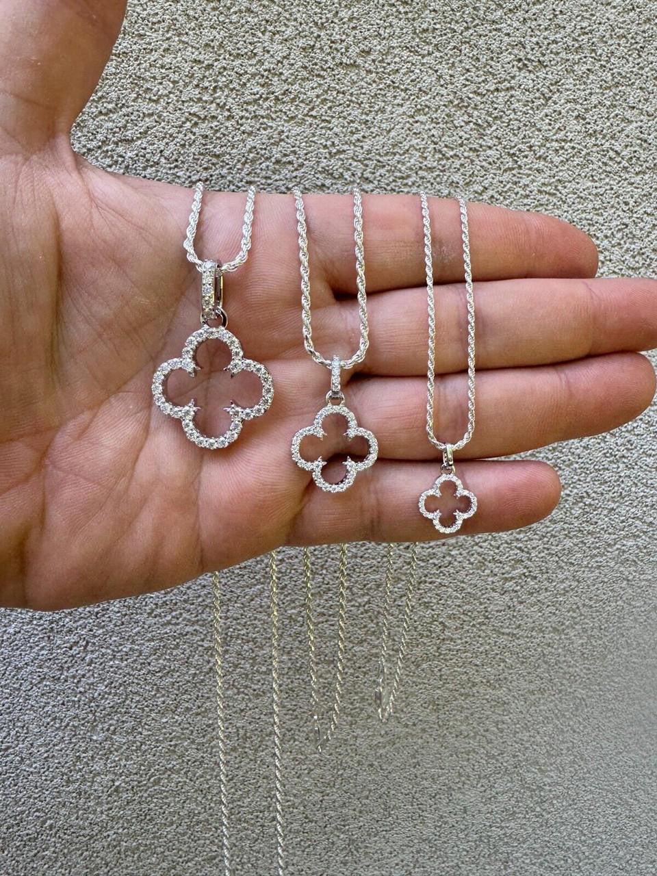 Moissanite Open Clover Flower Pendant | 925 Silver