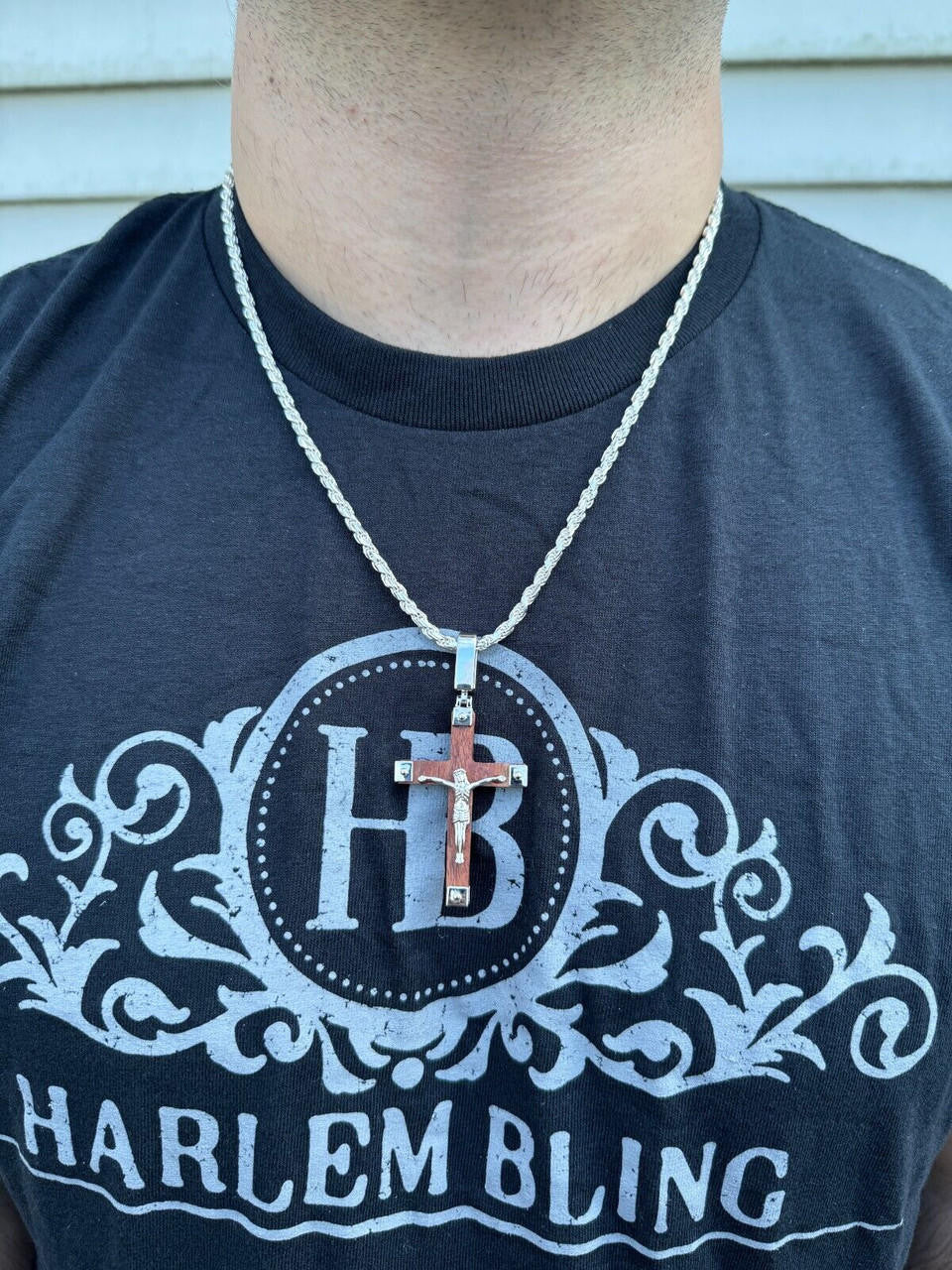 Natural Wood Plain Jesus Cross Pendant | 14k Gold Vermeil Or 925 Silver