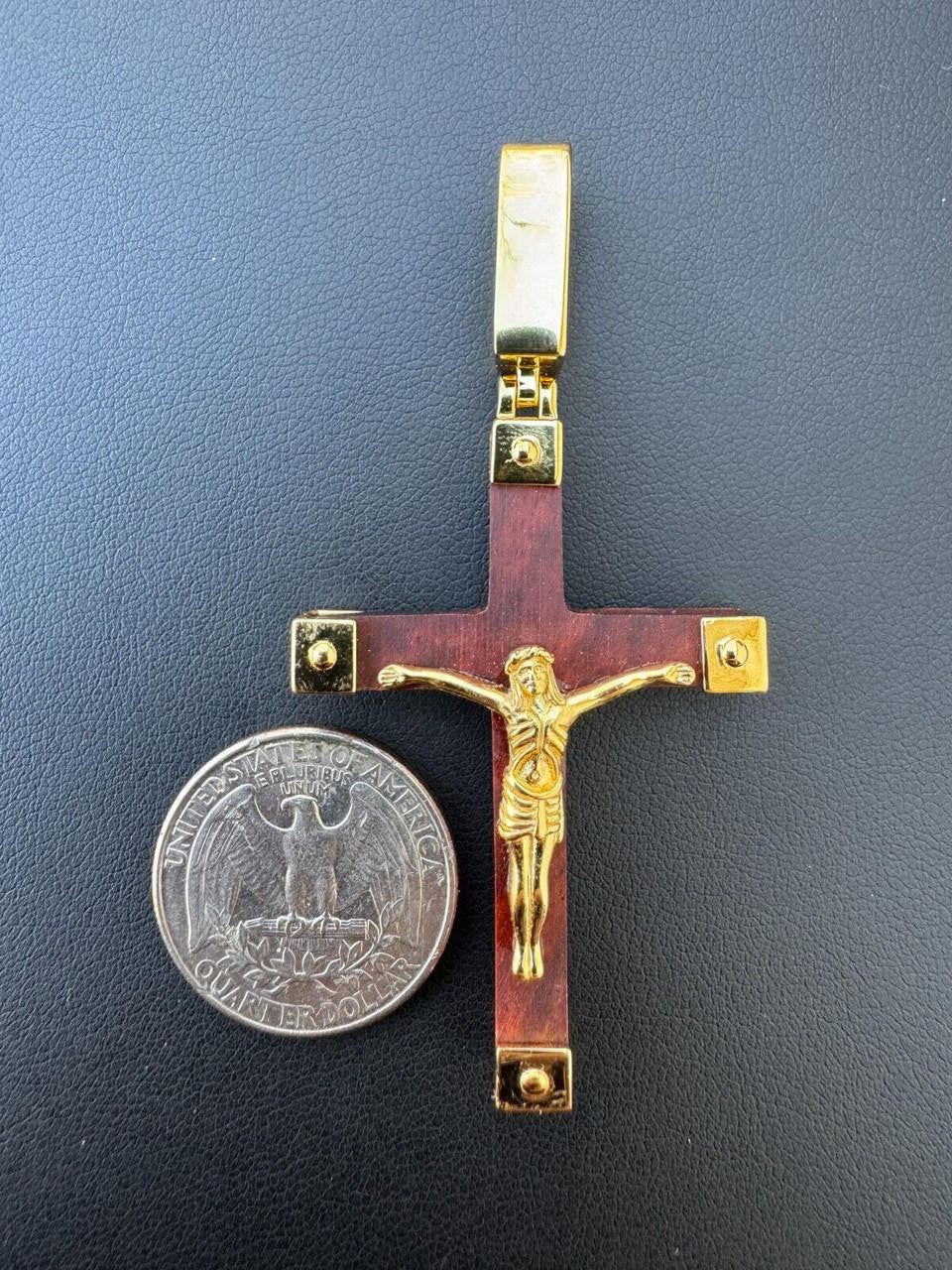 Natural Wood Plain Jesus Cross Pendant | 14k Gold Vermeil Or 925 Silver