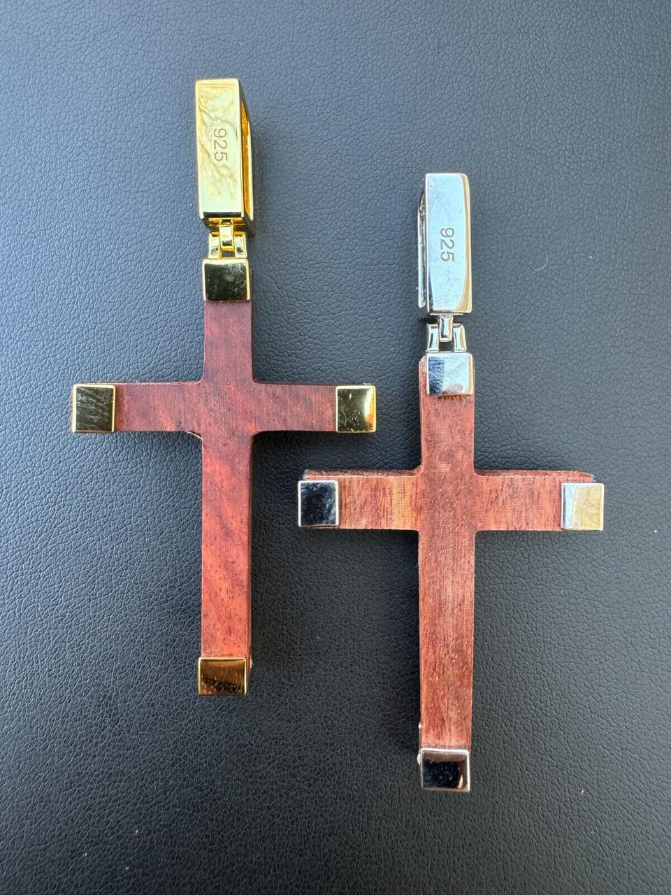 Natural Wood Plain Jesus Cross Pendant | 14k Gold Vermeil Or 925 Silver