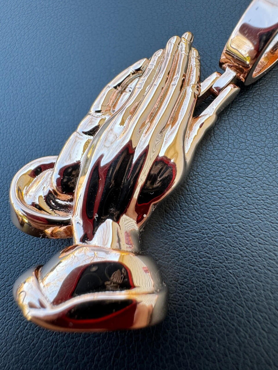 Praying Folded Hands Religious Pendant | 14k Rose Gold Vermeil 925 Silver