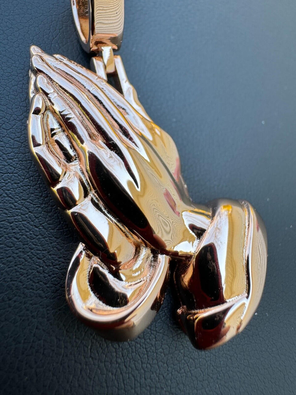 Praying Folded Hands Religious Pendant | 14k Rose Gold Vermeil 925 Silver