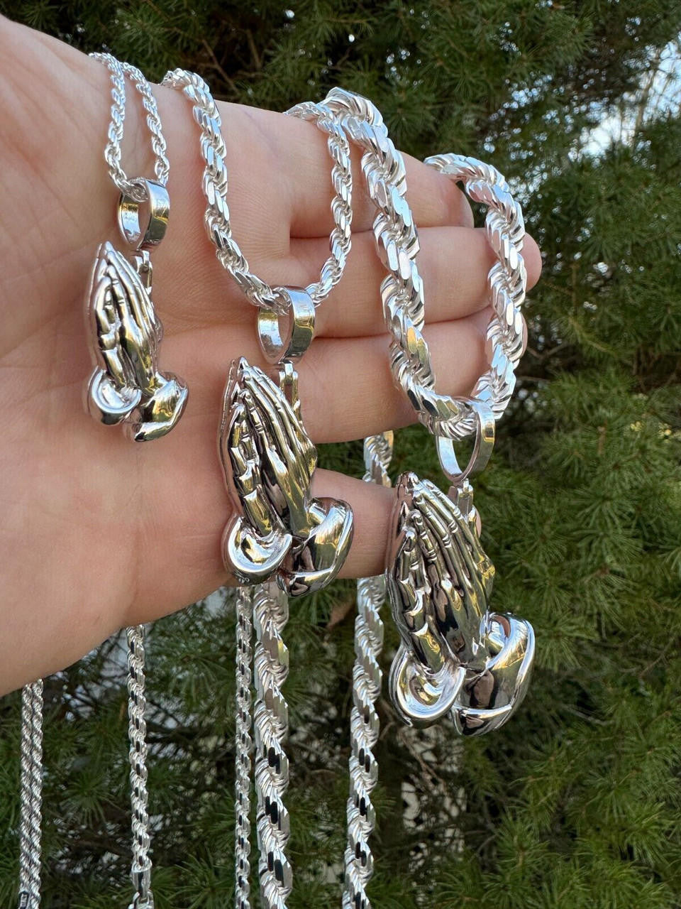 Praying Folded Hands Religious Pendant | 925 Silver