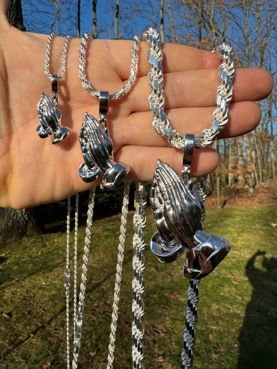 Praying Folded Hands Religious Pendant | 925 Silver