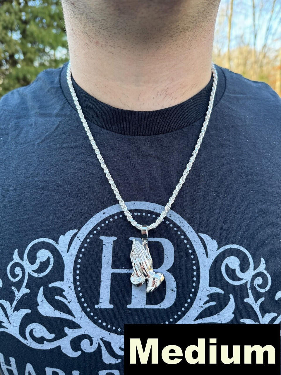 Praying Folded Hands Religious Pendant | 925 Silver