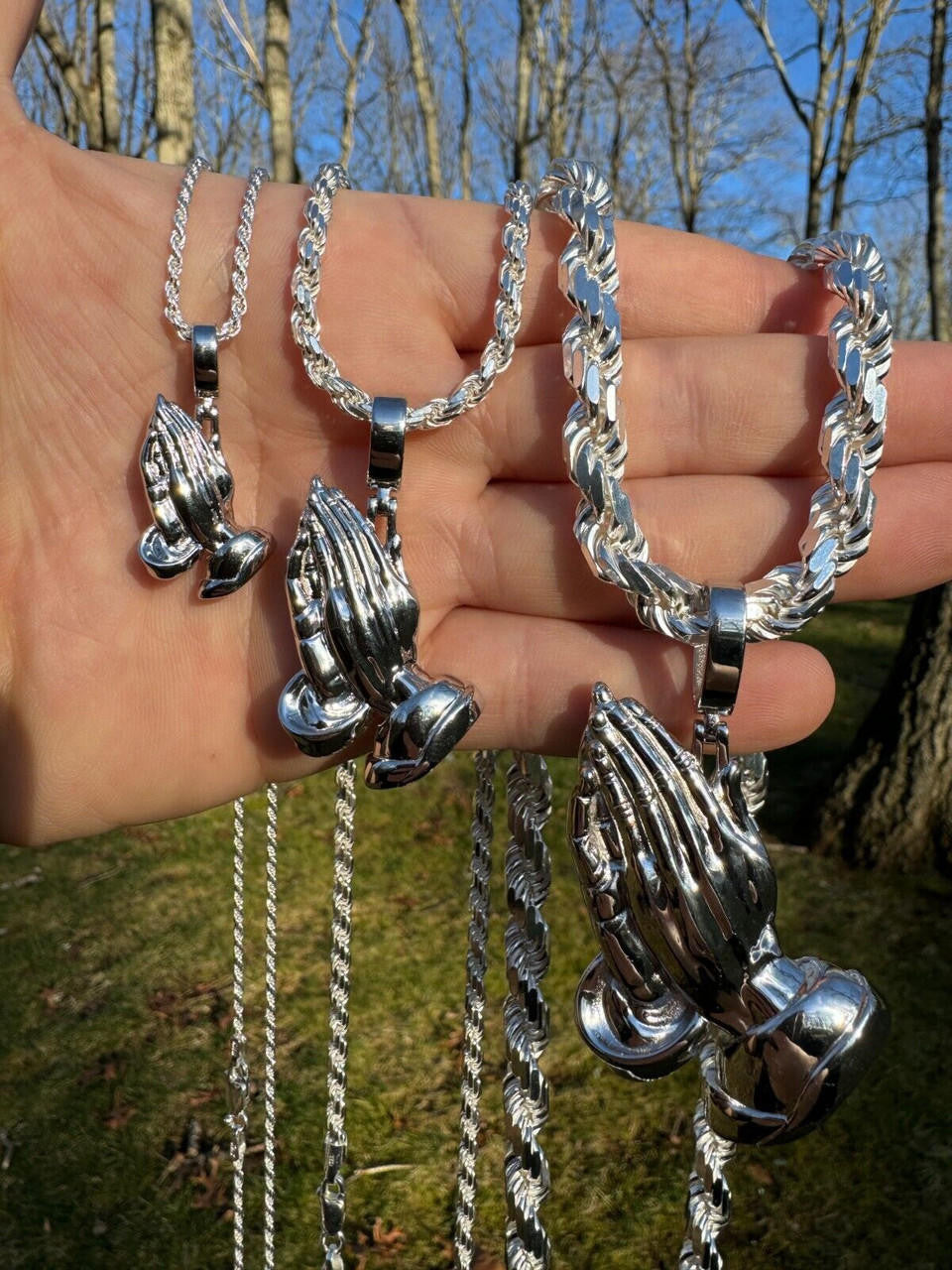 Praying Folded Hands Religious Pendant | 925 Silver