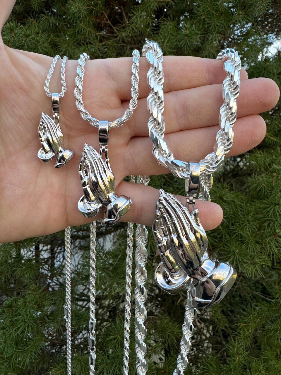 Praying Folded Hands Religious Pendant | 925 Silver