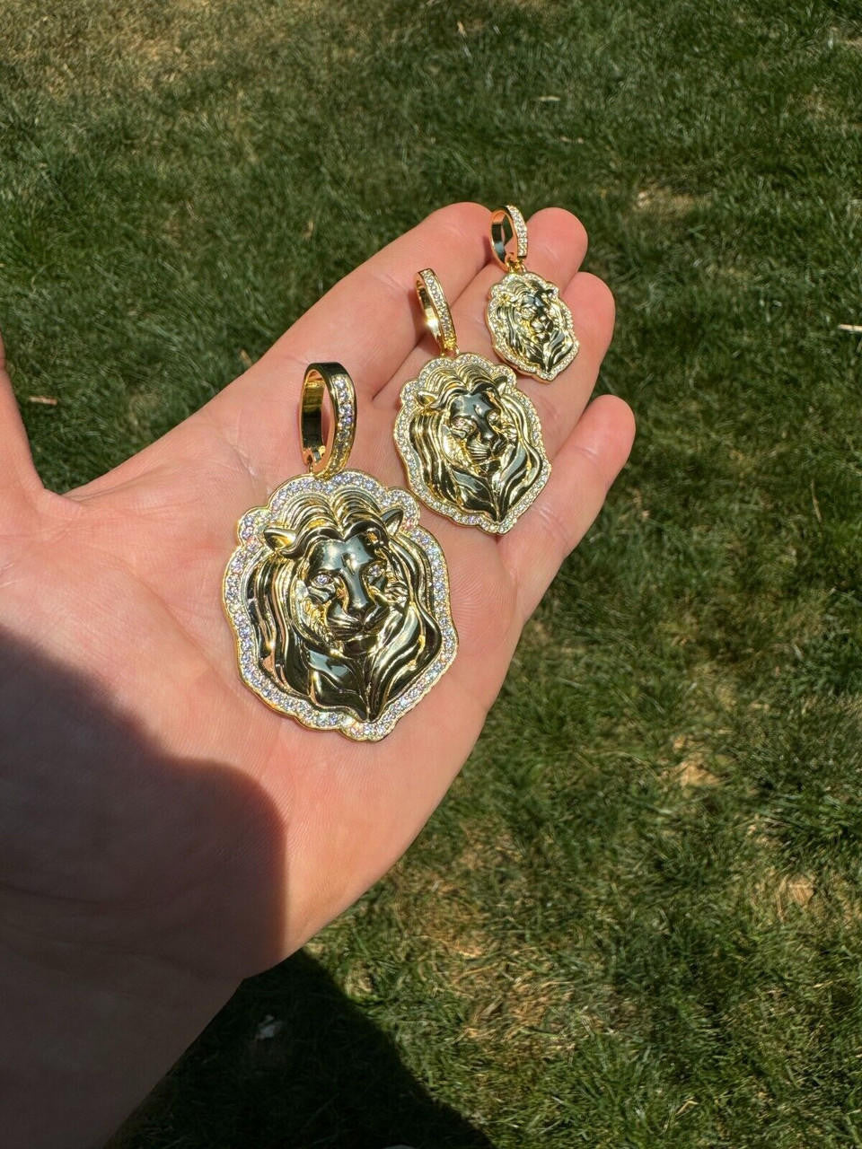 Moissanite Custom Lion Pendant | 14k Gold Vermeil 925 Silver