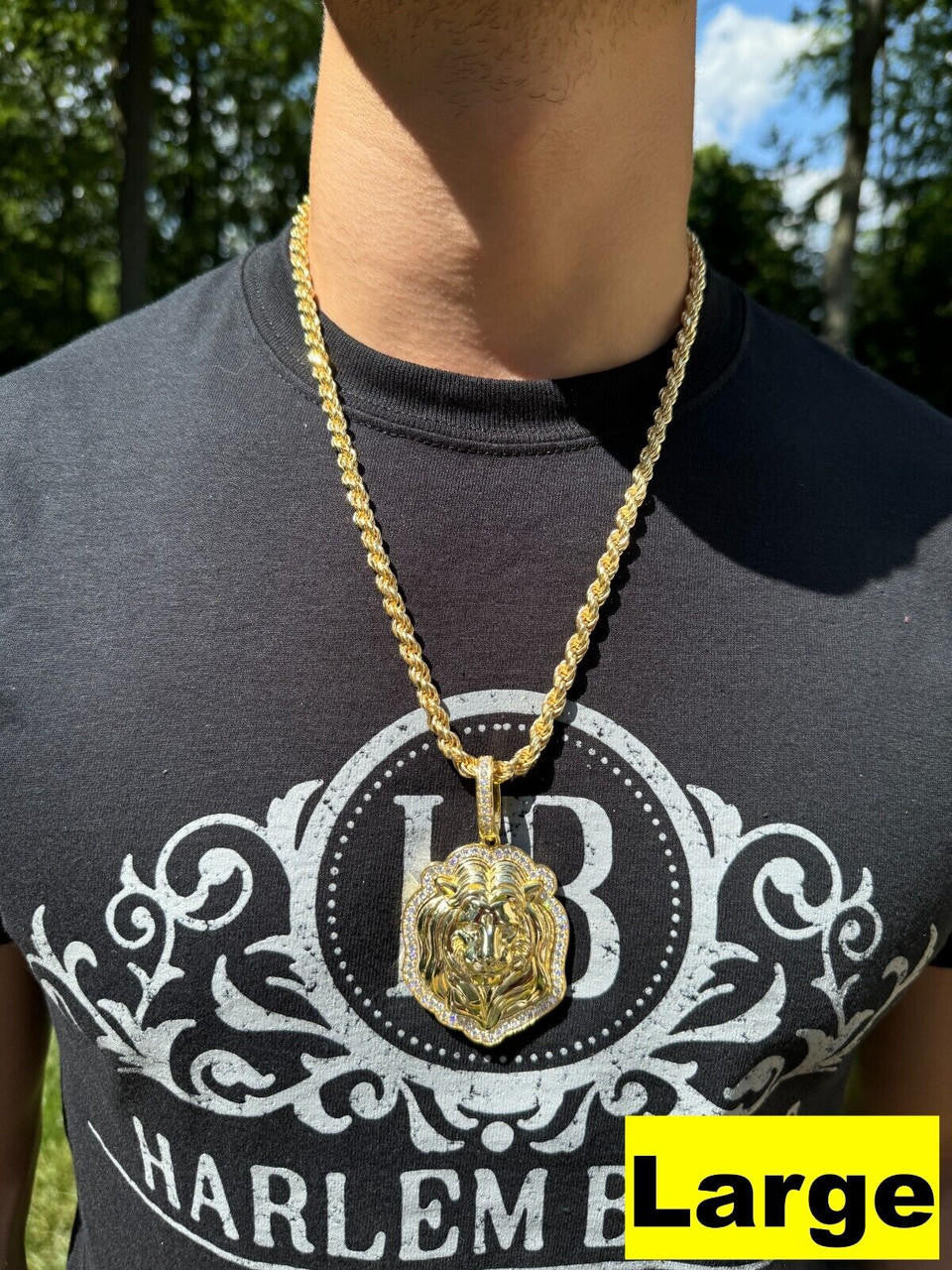 Moissanite Custom Lion Pendant | 14k Gold Vermeil 925 Silver