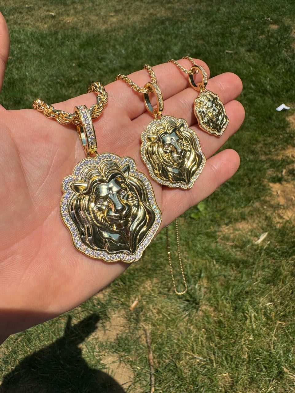 Moissanite Custom Lion Pendant | 14k Gold Vermeil 925 Silver