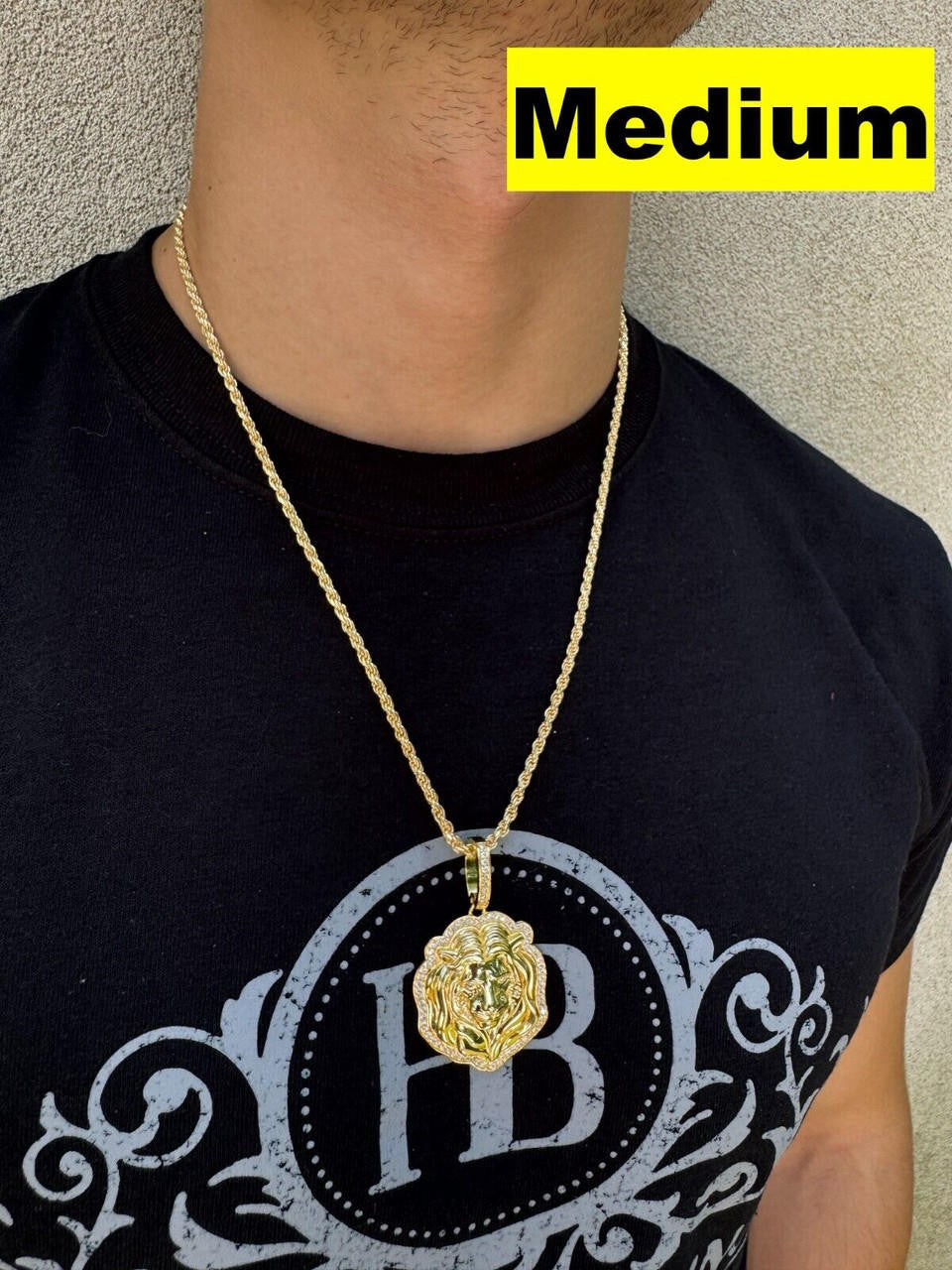 Moissanite Custom Lion Pendant | 14k Gold Vermeil 925 Silver