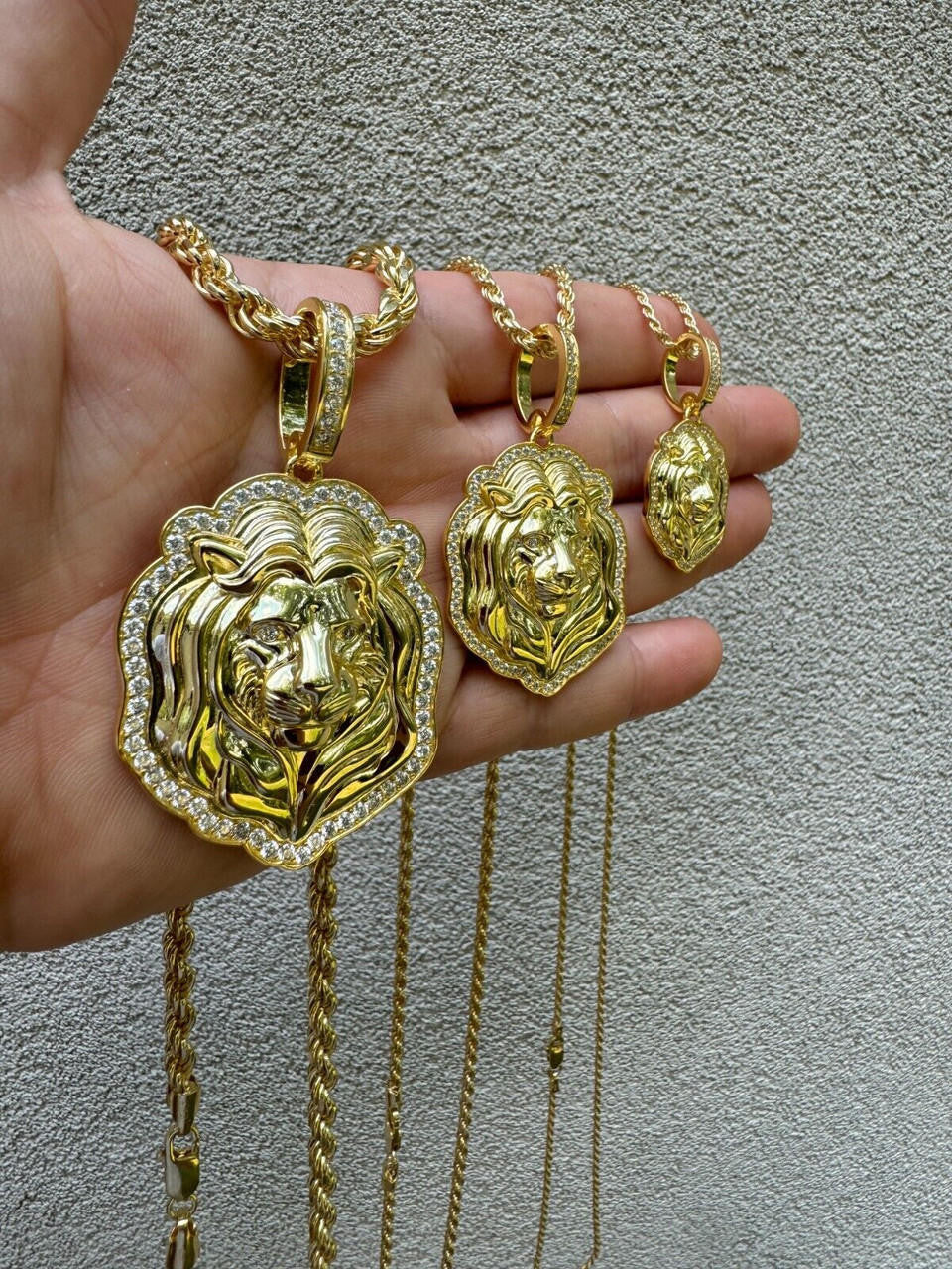 Moissanite Custom Lion Pendant | 14k Gold Vermeil 925 Silver
