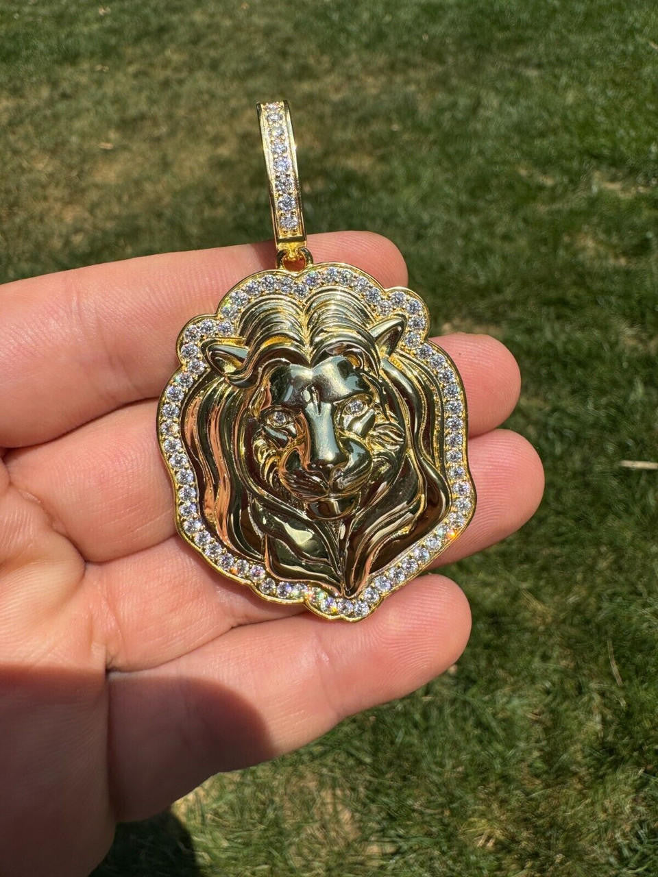 Moissanite Custom Lion Pendant | 14k Gold Vermeil 925 Silver