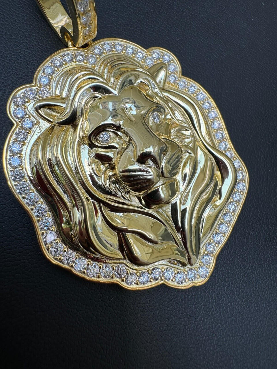 Moissanite Custom Lion Pendant | 14k Gold Vermeil 925 Silver