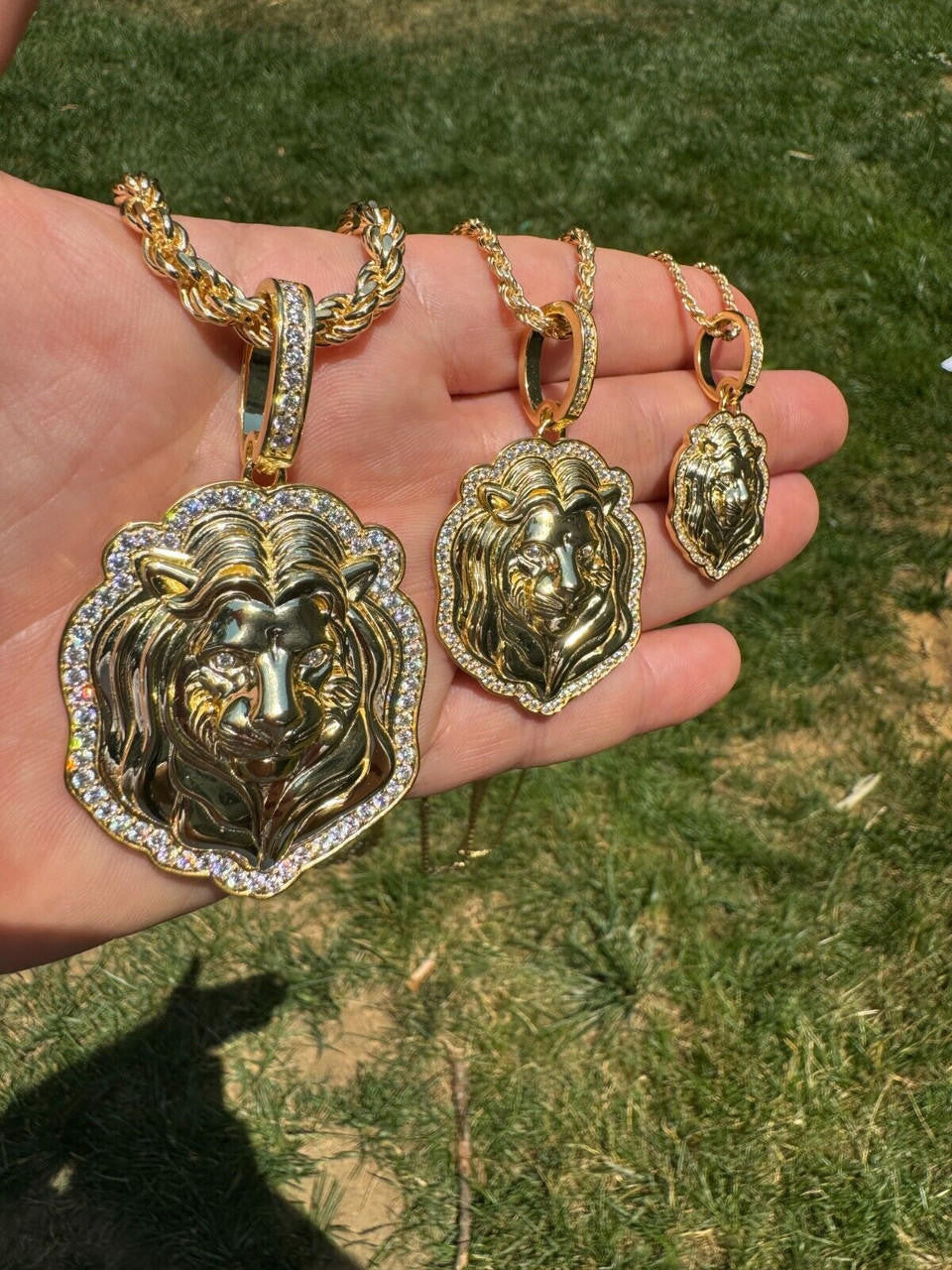 Moissanite Custom Lion Pendant | 14k Gold Vermeil 925 Silver