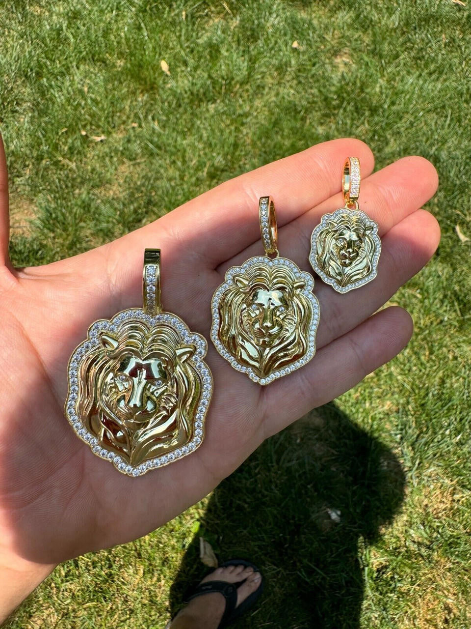 Moissanite Custom Lion Pendant | 14k Gold Vermeil 925 Silver