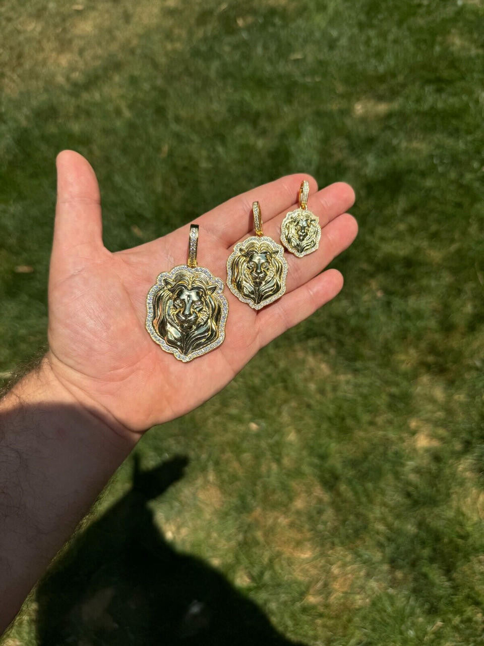 Moissanite Custom Lion Pendant | 14k Gold Vermeil 925 Silver