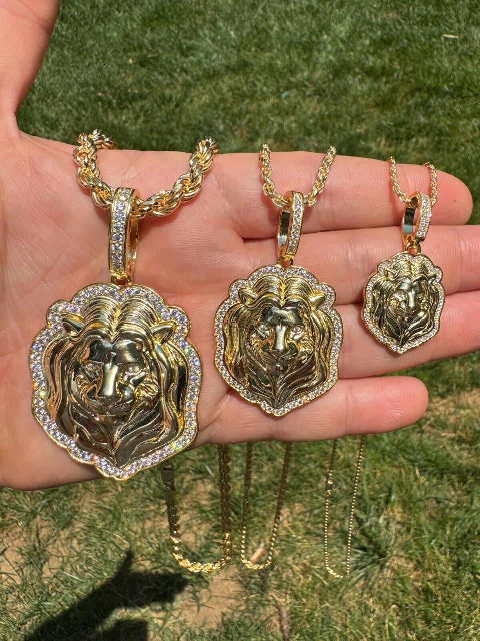 Moissanite Custom Lion Pendant | 14k Gold Vermeil 925 Silver
