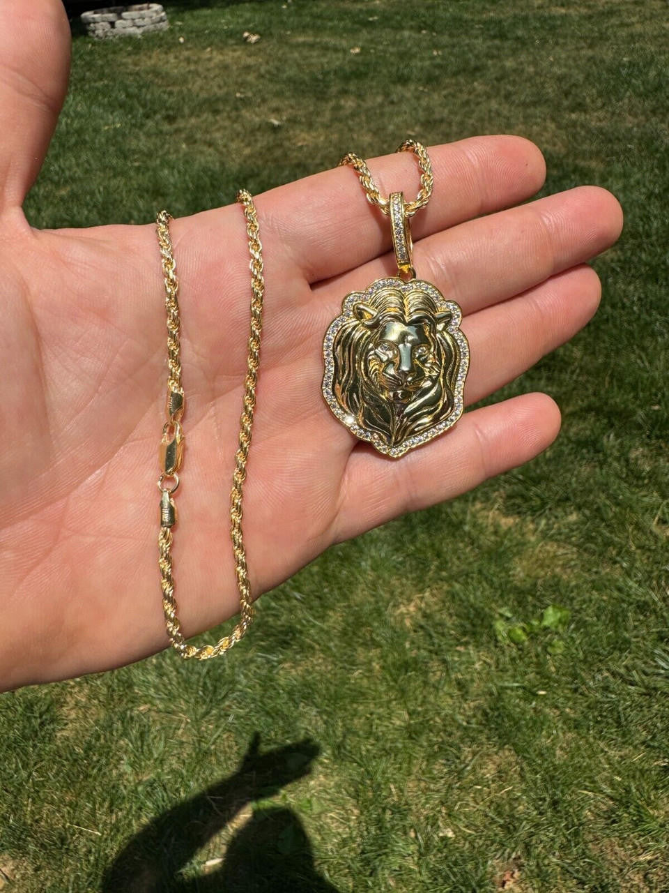 Moissanite Custom Lion Pendant | 14k Gold Vermeil 925 Silver
