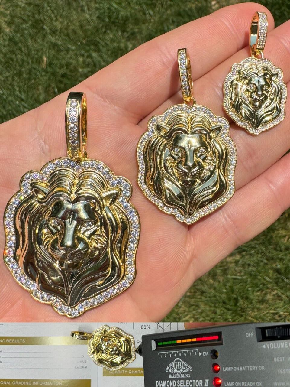 Moissanite Custom Lion Pendant | 14k Gold Vermeil 925 Silver